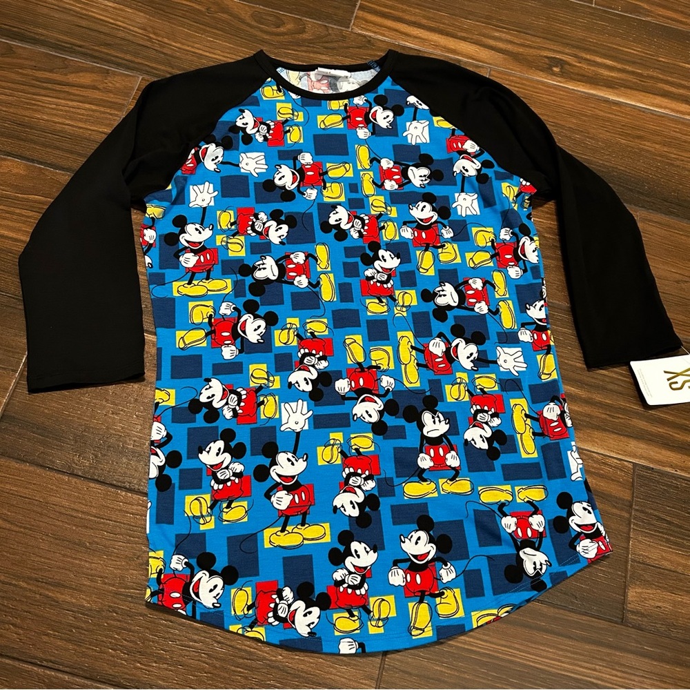 LuLaRoe NWT Randy Top Mickey Mouse Blue and Black XS‎
